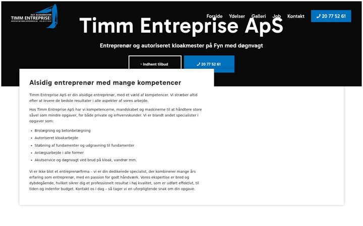 Screenshot of timmentreprise.dk