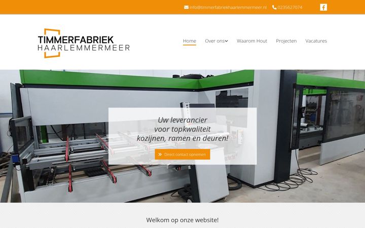 Snímek obrazovky timmerfabriekhaarlemmermeer.nl
