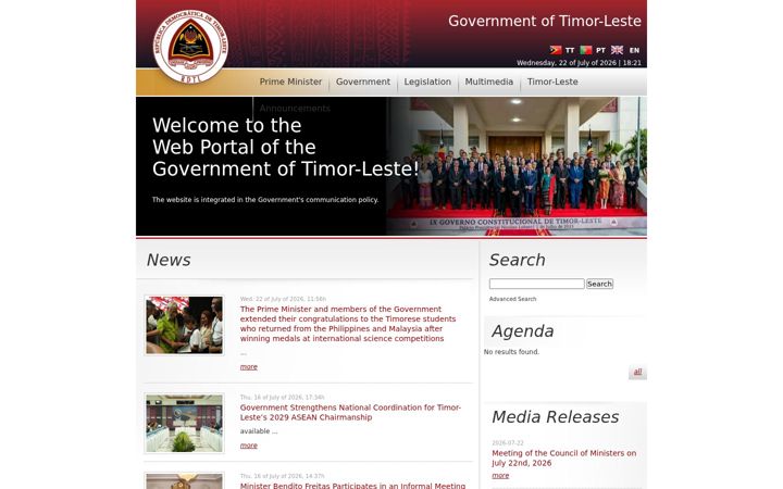 Screenshot of timor-leste.gov.tl