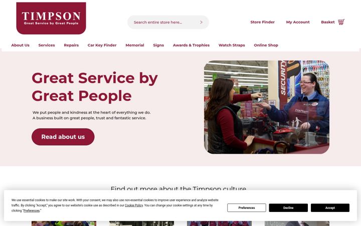 Screenshot of timpson.co.uk