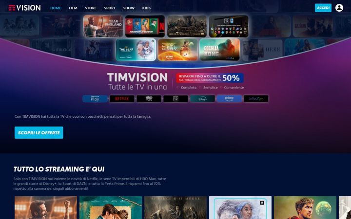 Screenshot di timvision.it