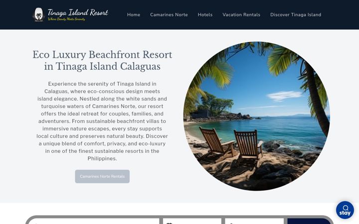Captură de ecran a tinagaislandresort.com