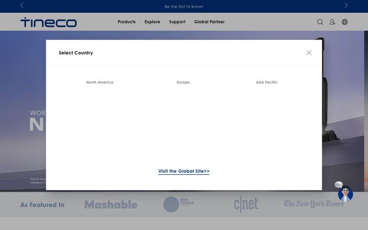Screenshot of tineco.com