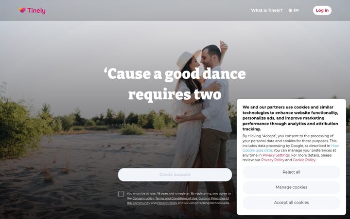 Screenshot of tinely.com
