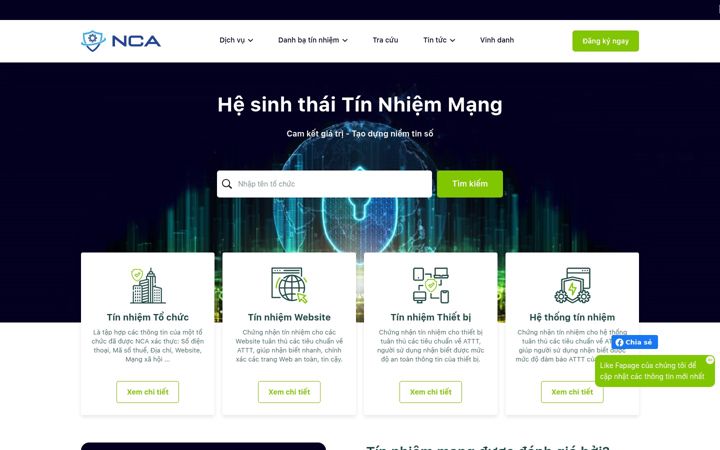 Screenshot of tinnhiemmang.vn