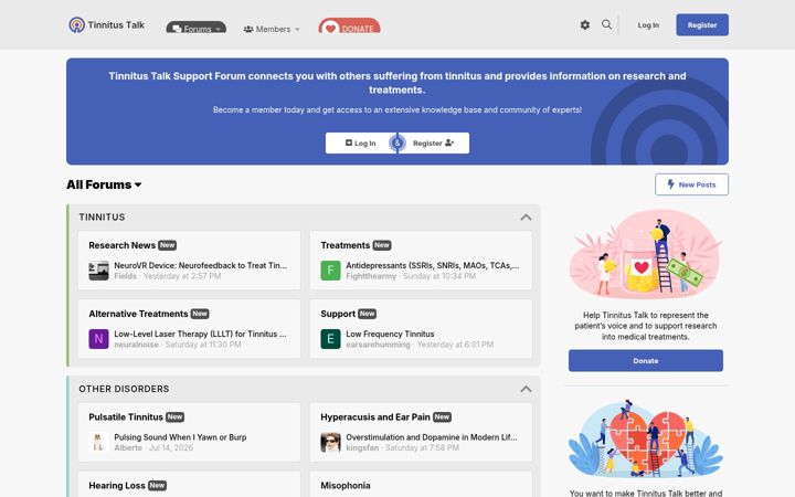 Screenshot of tinnitustalk.com