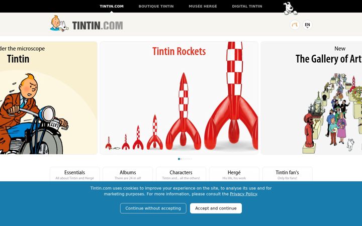 Screenshot of tintin.com