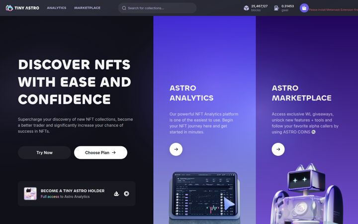 Screenshot of tinyastro.io