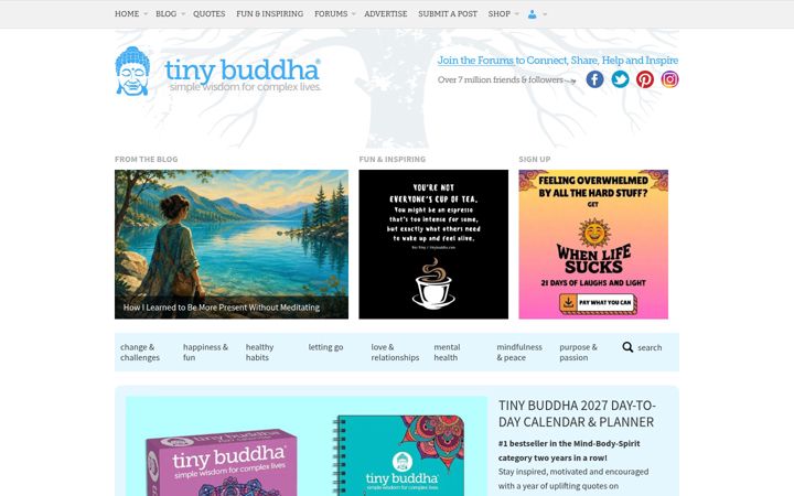 Skärmbild av tinybuddha.com