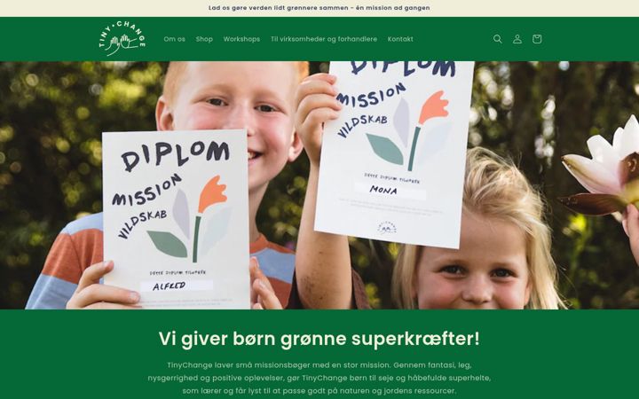 Skærmbillede af tinychange.dk
