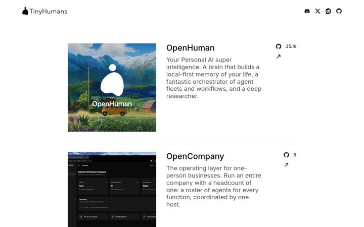 Screenshot of tinyhumans.ai