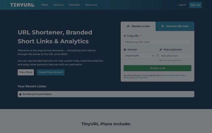 Екранна снимка на tinyurl.com