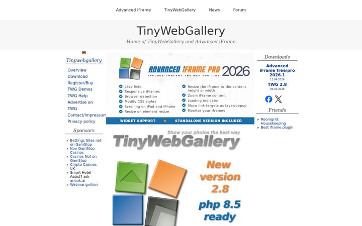 Screenshot of tinywebgallery.com