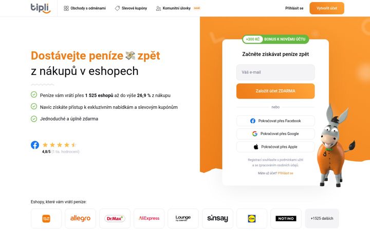 Screenshot of tipli.cz
