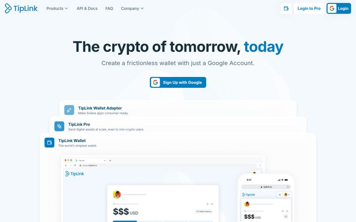 Screenshot stránky tiplink.io