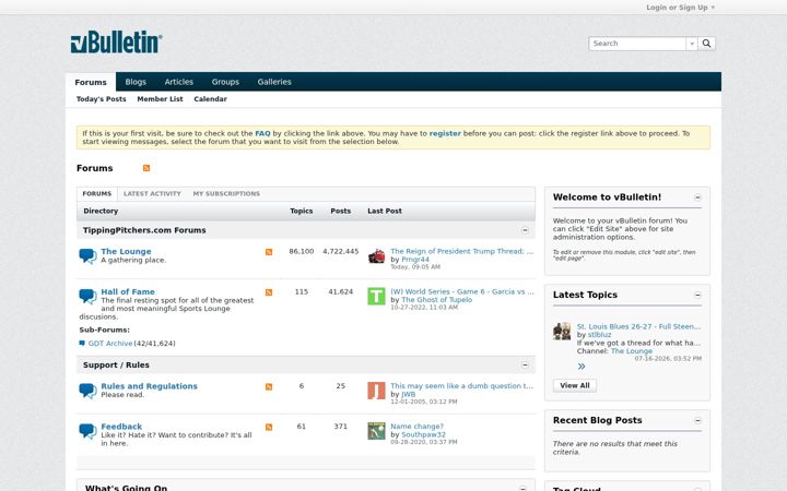 Screenshot of tippingpitchers.com