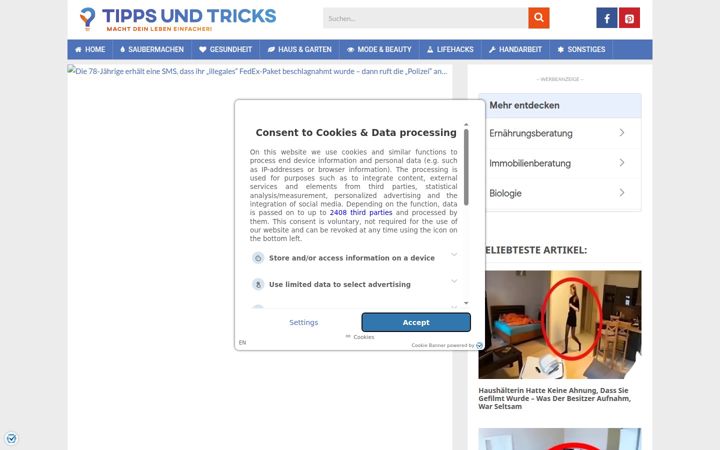 Captură de ecran a tippsundtricks.co
