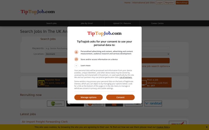 Screenshot of tiptopjob.com