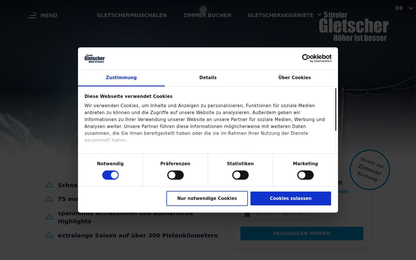 Screenshot of the consent banner shown before any interaction