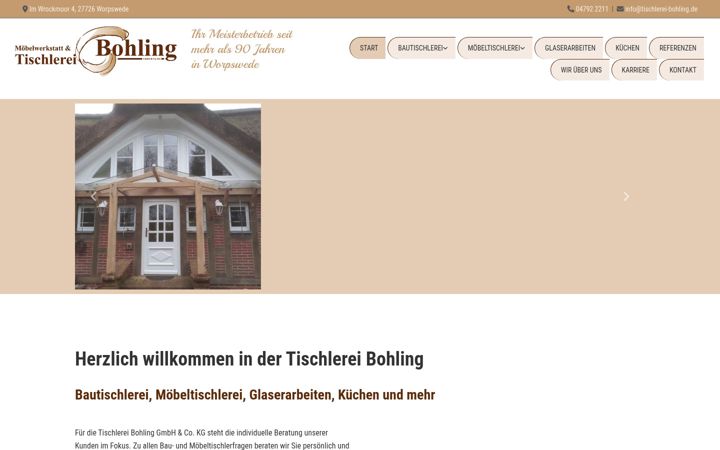 Ekraanipilt saidist tischlerei-bohling.de