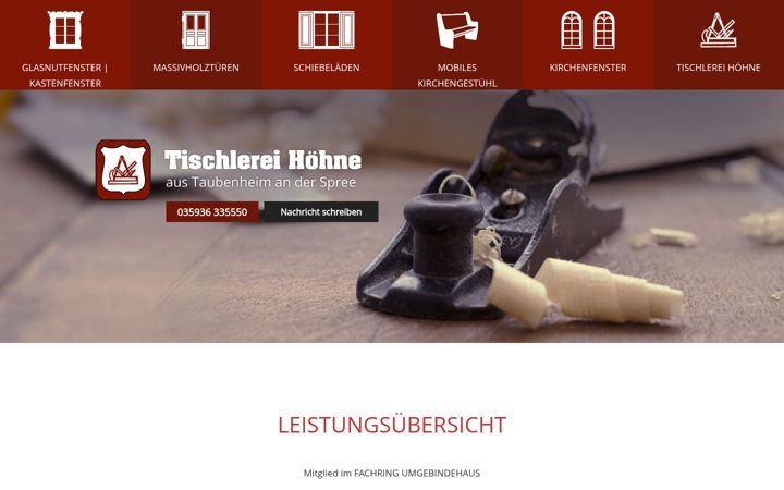 Snímek obrazovky tischlerei-hoehne.de