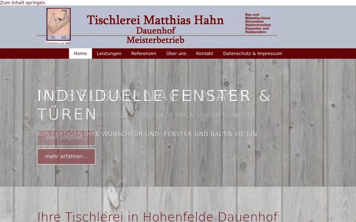 Screenshot of tischlerei-matthias-hahn.de