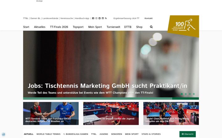 Screenshot of tischtennis.de