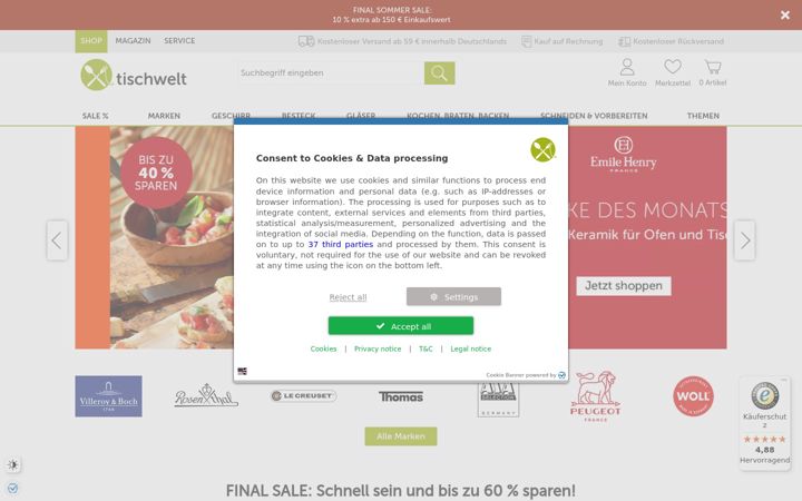 Screenshot of tischwelt.de
