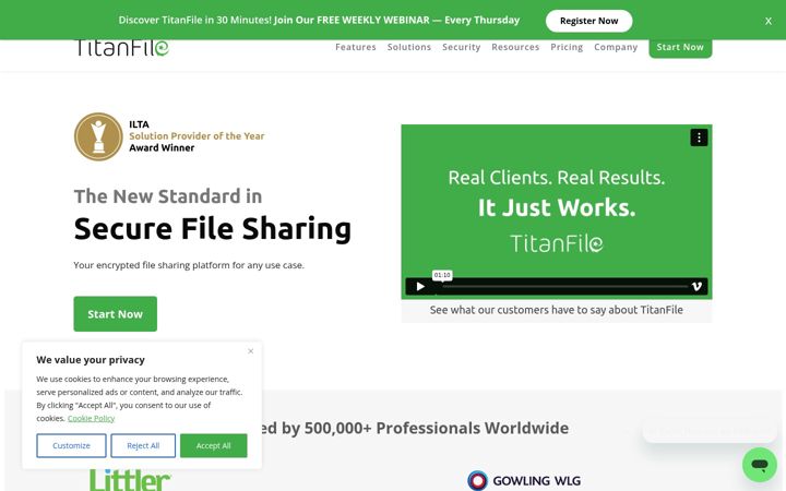 Screenshot of titanfile.com