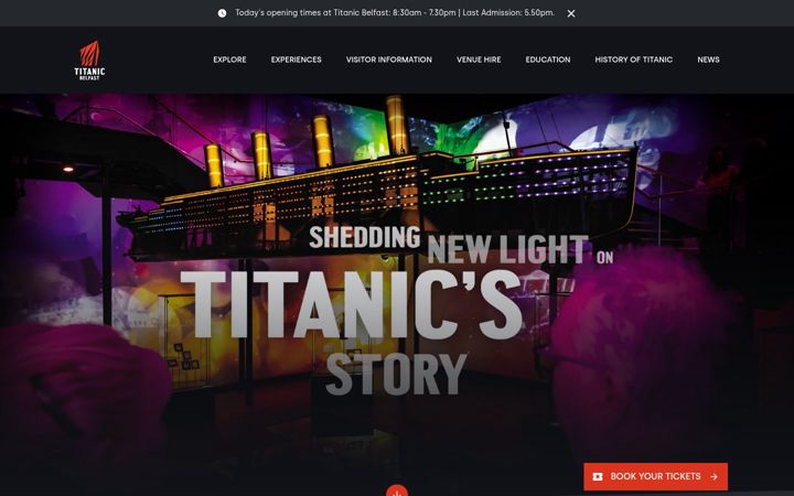 Screenshot of titanicbelfast.com