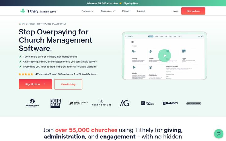 Screenshot of tithe.ly