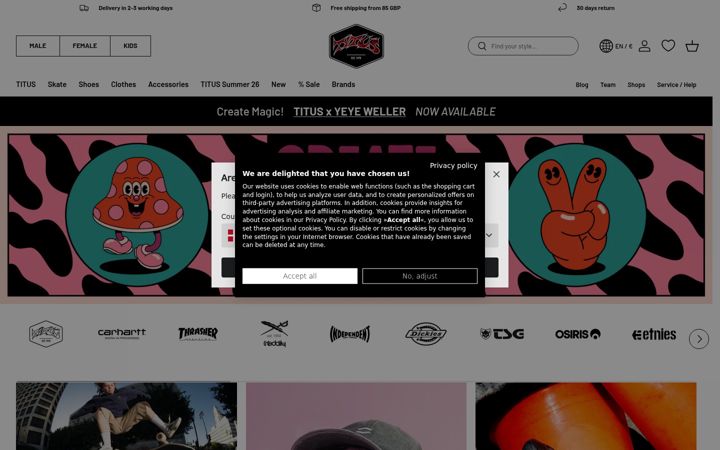 Screenshot of titus-shop.com
