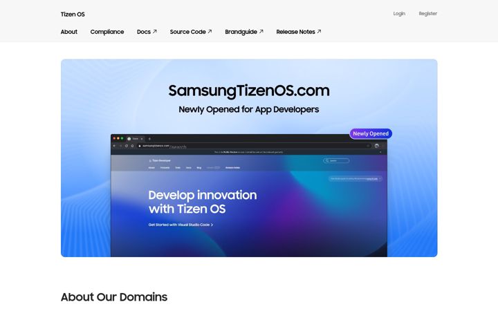 Captura de ecrã de tizen.org