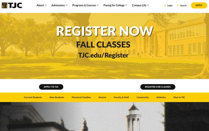 Screenshot of tjc.edu