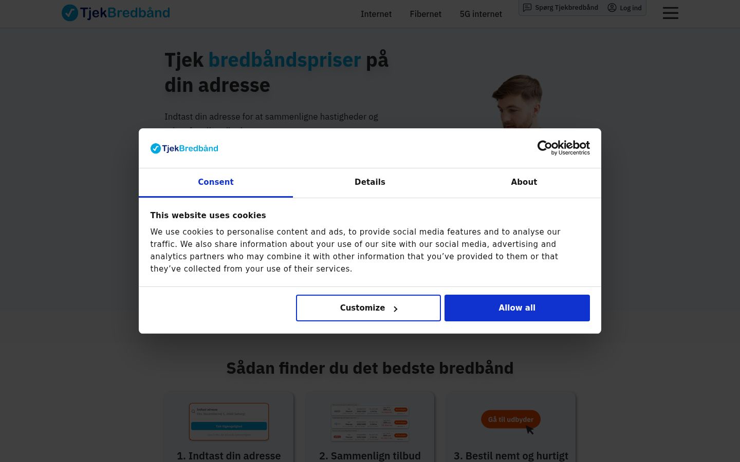 Screenshot des Einwilligungsbanners vor jeglicher Interaktion