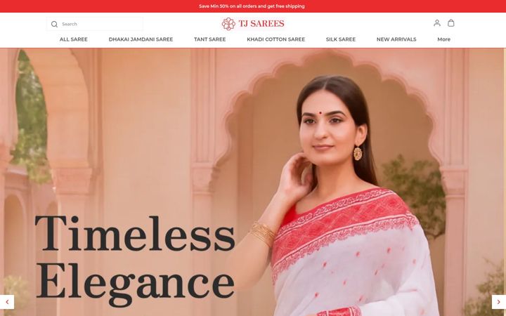 Screenshot of tjsarees.in