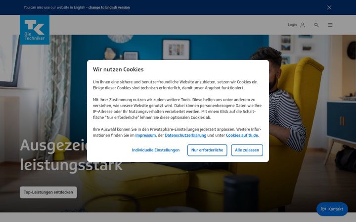 Screenshot of tk.de