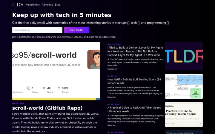 Screenshot of tldr.tech