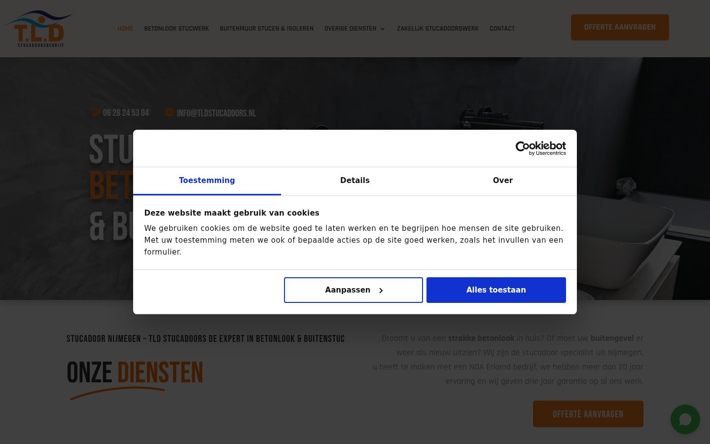 Screenshot van de toestemmingsbanner zoals getoond vóór enige interactie