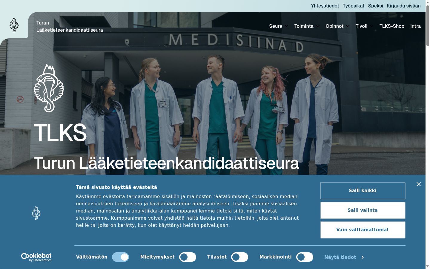 Ekrānuzņēmums ar piekrišanas baneri, kas tika rādīts pirms jebkādas mijiedarbības
