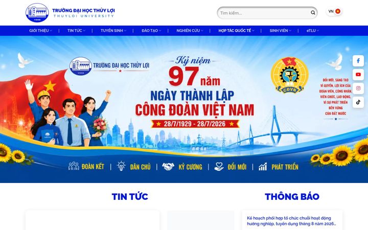 Screenshot of tlu.edu.vn