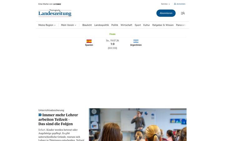Screenshot of tlz.de