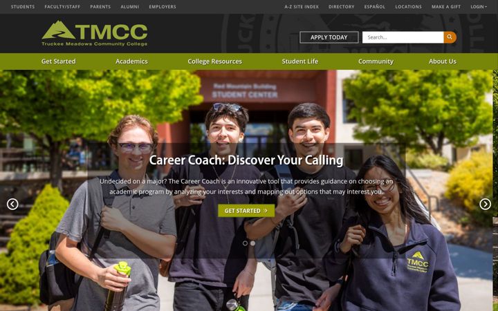Screenshot of tmcc.edu