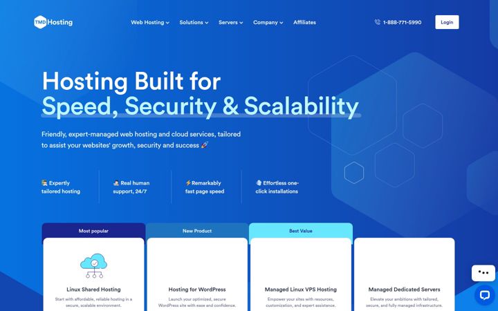 Ekraanipilt saidist tmdhosting.com