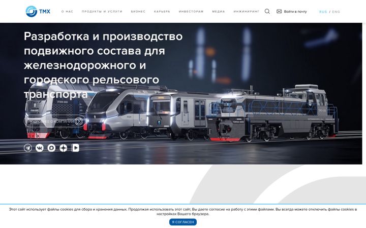 Snímek obrazovky tmholding.ru