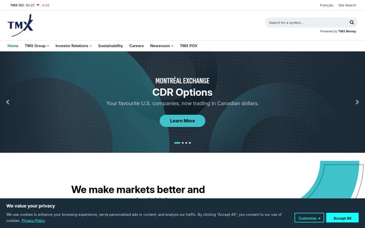 Skjermbilde av tmx.com