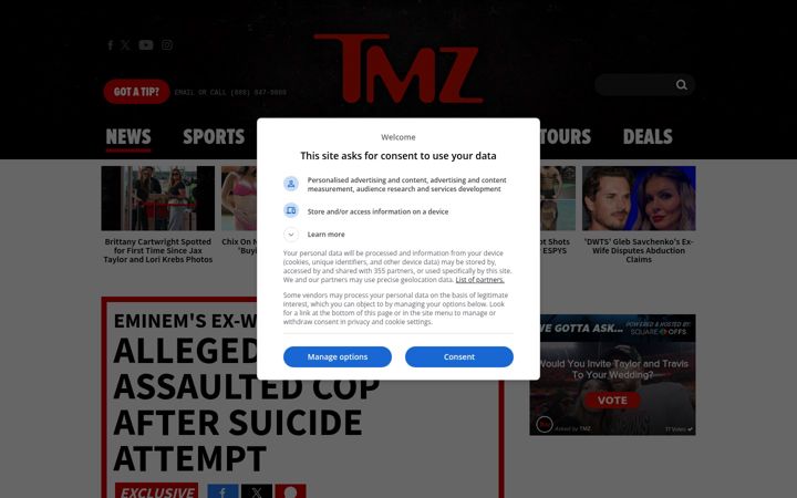 Screenshot van tmz.com