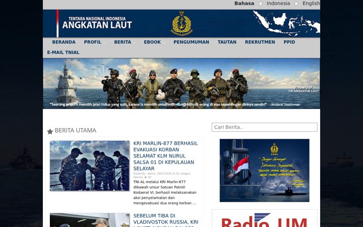 Screenshot of tnial.mil.id