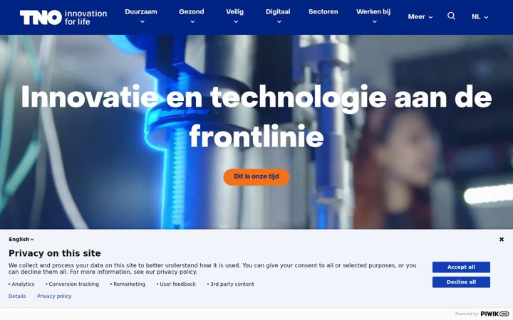Screenshot stránky tno.nl
