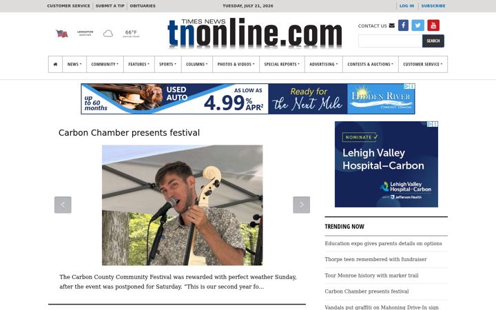 Screenshot of tnonline.com